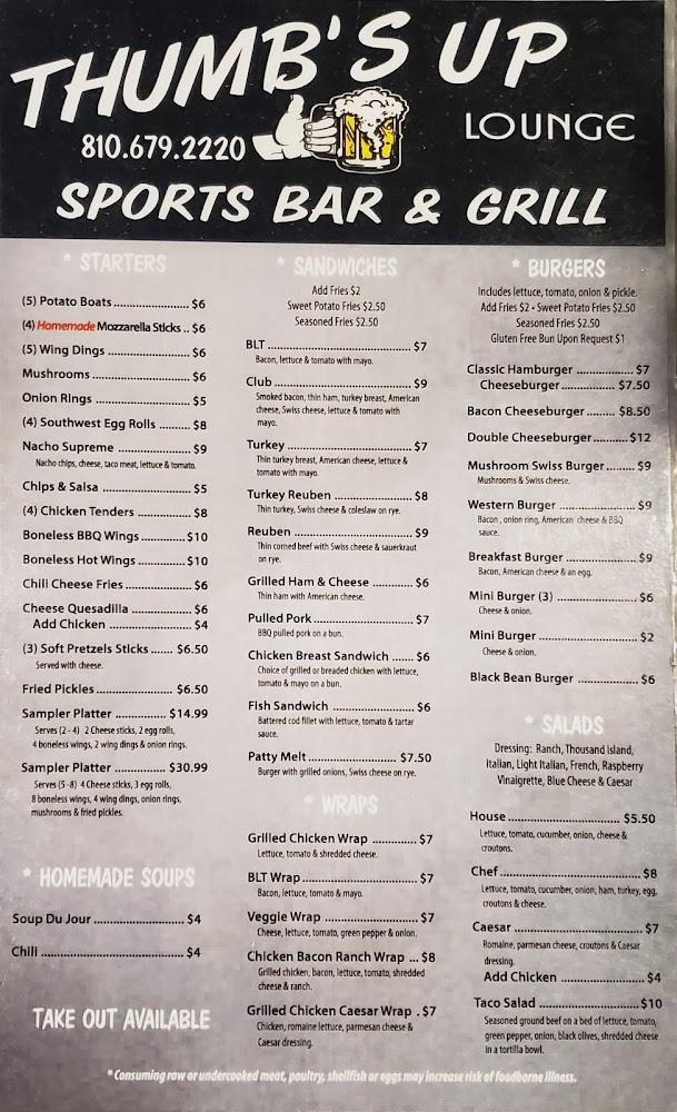 Thumbs Up Sports Bar and Grill Menu image 3